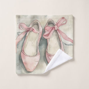 Vintage Pastel Pink Ribbon Ballet Flats Bath Towel Set