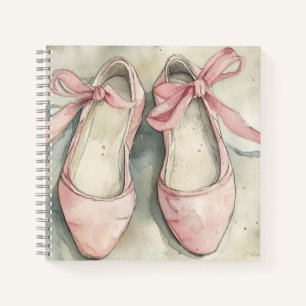 Vintage Pastel Pink Ribbon Ballet Flats Notebook