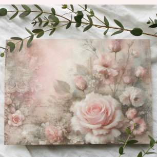  Vintage Pastel Pink Rose Bouquet Decoupage Tissue Paper