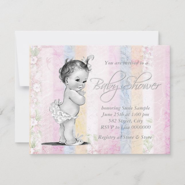 Vintage Pastel Rainbow Baby Shower Invitation (Front)