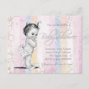 Vintage Pastel Rainbow Baby Shower Invitation