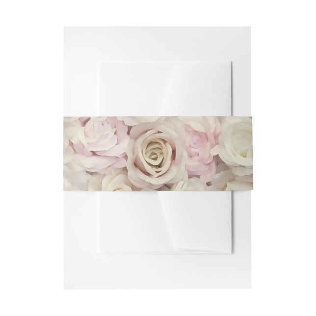 Vintage Pastel Roses Invitation Belly Band (Front Example)