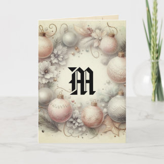 Vintage Pastel Watercolor Christmas Ornaments Card