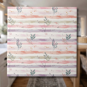 Vintage Pastel Watercolor Stripes Leaves Tile