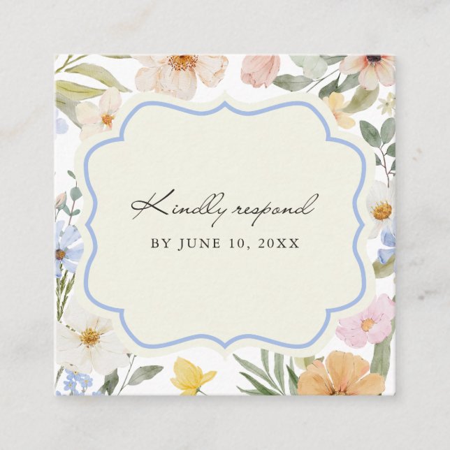Vintage Pastel Wedding QR Code RSVP Enclosure Card (Front)