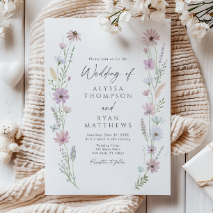 Vintage Pastel Wildflower Floral Wedding Invitation