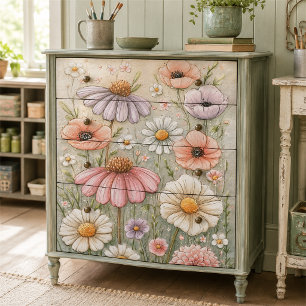 Vintage Pastel Wildflower Garden Decoupage Tissue Paper
