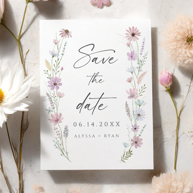 Vintage Pastel Wildflower Wedding Save the Date Invitation (Creator Uploaded)
