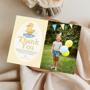 Vintage Pastel Yellow Duckling Pool Birthday Thank You Card