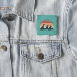 Vintage pastels mountains are calling monogram 15 cm square badge
