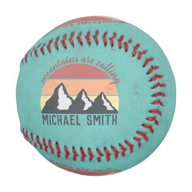 Vintage pastels mountains are calling monogram baseball (Front Right)