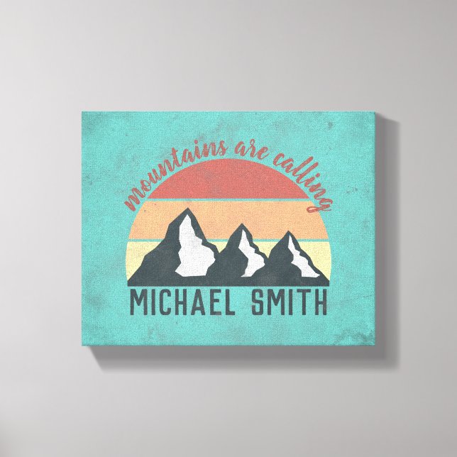 Vintage pastels mountains are calling monogram canvas print (Front)