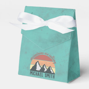 Vintage pastels mountains are calling monogram favour box