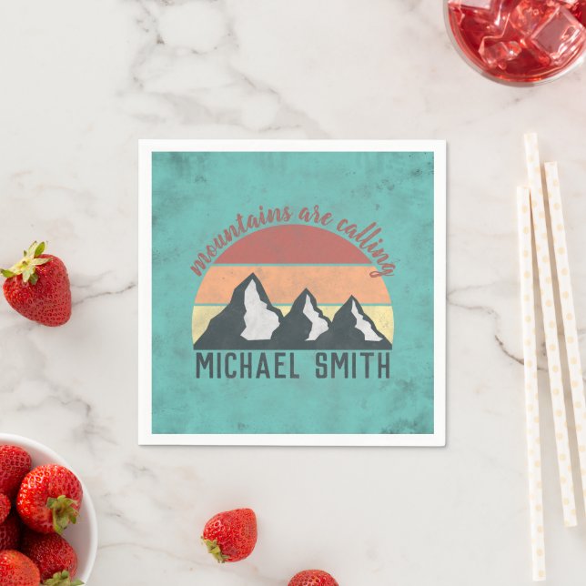 Vintage pastels mountains are calling monogram napkin (Insitu)