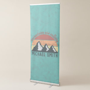 Vintage pastels mountains are calling monogram retractable banner
