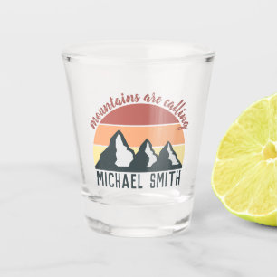 Vintage pastels mountains are calling monogram shot glass