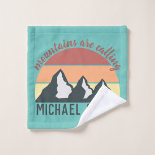 Vintage pastels mountains are calling monogram sky bath towel set