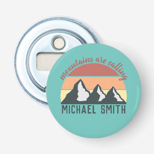 Vintage pastels mountains are calling monogram sky bottle opener