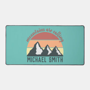 Vintage pastels mountains are calling monogram sky desk mat