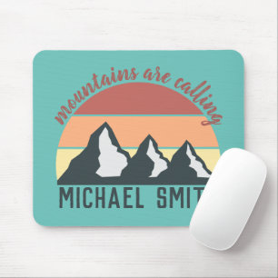 Vintage pastels mountains are calling monogram sky mouse mat