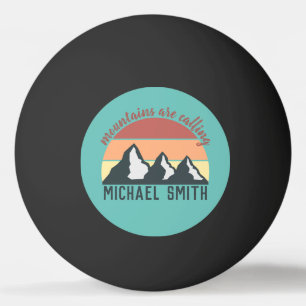 Vintage pastels mountains are calling monogram sky ping pong ball