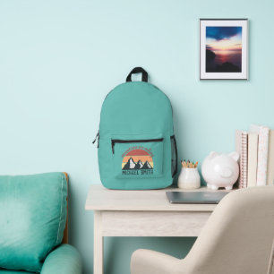 Vintage pastels mountains are calling monogram sky printed backpack