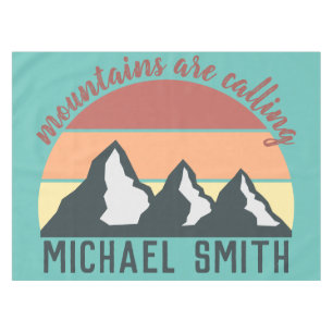 Vintage pastels mountains are calling monogram sky tablecloth