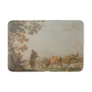 Vintage Pastoral Countryside Landscape Art Bath Mat