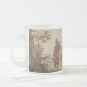 Vintage Pastoral Countryside Landscape Art Frosted Glass Coffee Mug
