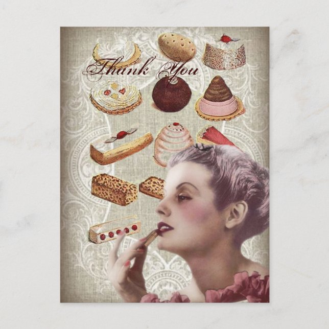 vintage pastry bridal shower tea party postcard (Front)