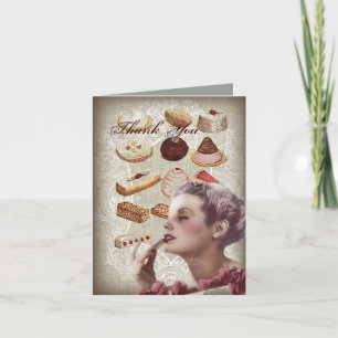 vintage pastry bridal shower tea party thank you card