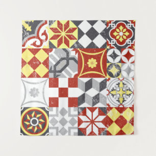 Vintage patchwork background, traditional tile dec tapestry