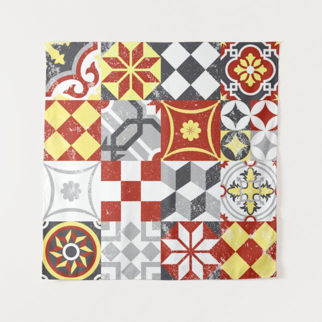 Vintage patchwork background, traditional tile dec tapestry (Front)