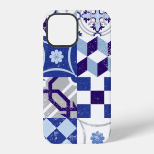 Vintage patchwork background with traditional blue iPhone 12 case