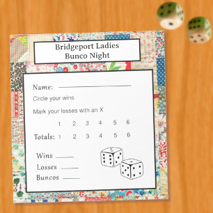 Vintage Patchwork Bunco Night Notepad