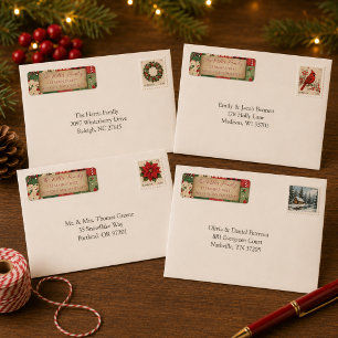 Vintage Patchwork Christmas Return Address Labels