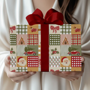 Vintage Patchwork Classic Christmas Wrapping Paper