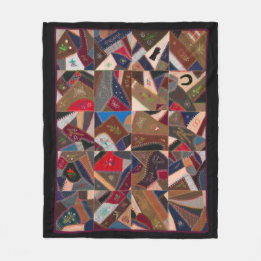 Vintage Patchwork Crazy Quilt Design Fleece Blanket