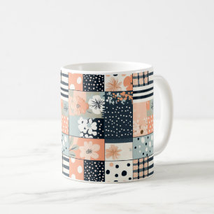 Vintage Patchwork Floral Quilt in Soft Pastel Tone Coffee Mug