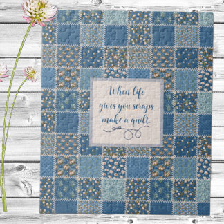 Vintage Patchwork Print Dusty Blues Jigsaw Puzzle