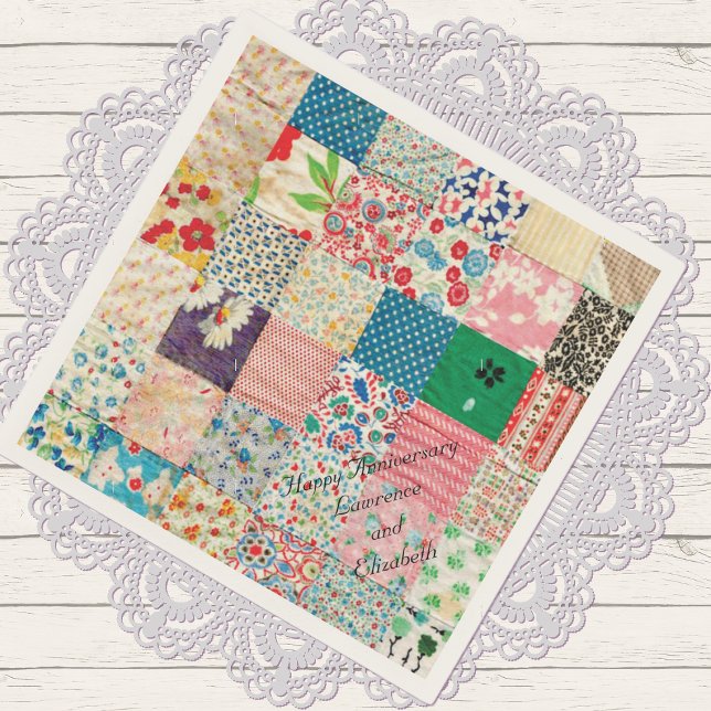Vintage Patchwork Print Paper Napkins (Creator Uploaded)