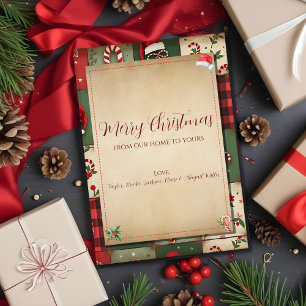 Vintage Patchwork Quilt Merry Christmas Holiday Card