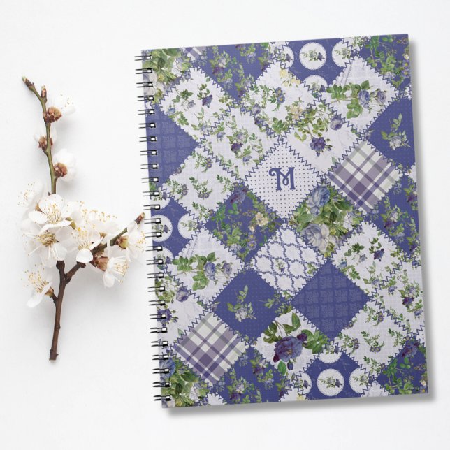 Vintage Patchwork Quilt Monogram Notebook (Creator Uploaded)