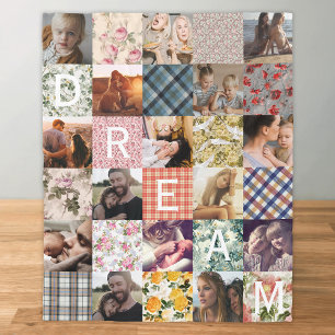 Vintage Patchwork Quilt Pattern Photo Fleece Blanket