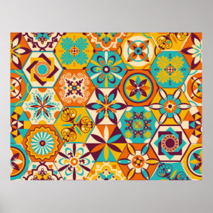vintage patchwork quilt pattern. Vintage decorativ Poster
