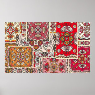 vintage patchwork quilt pattern. Vintage decorativ Poster