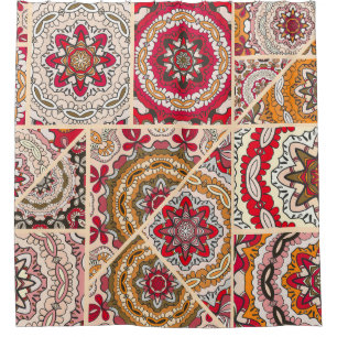 Vintage patchwork quilt pattern. Vintage decorativ Shower Curtain