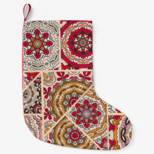 Vintage patchwork quilt pattern. Vintage decorativ Small Christmas Stocking