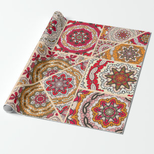Vintage patchwork quilt pattern. Vintage decorativ Wrapping Paper