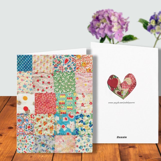 Vintage Patchwork Quilt Print Card (Creator Uploaded)